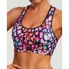 imageHolipick Womens Sports Bra Bikini Tops Racerback Swim Top Scoop Neck Bathing Suits Top Modest Padded Crop Tops Swimsuit OnlyColorful Leopard