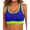 imageHolipick Womens Sports Bra Bikini Tops Racerback Swim Top Scoop Neck Bathing Suits Top Modest Padded Crop Tops Swimsuit OnlyBlueneon Green