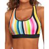imageHolipick Womens Sports Bra Bikini Tops Racerback Swim Top Scoop Neck Bathing Suits Top Modest Padded Crop Tops Swimsuit OnlyColorful Striped