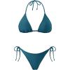 imageHolipick Two Piece Triangle Bikini Sets for Women String Bathing Suit Halter Top with Side Tie Bikini BottomTeal Blue
