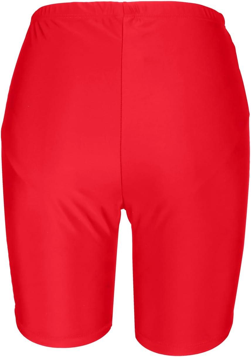 imageHolipick 7quot Swim Shorts Women High Waisted Bathing Suit Shorts Swimsuit Boy Short Long Swimwear BottomRed