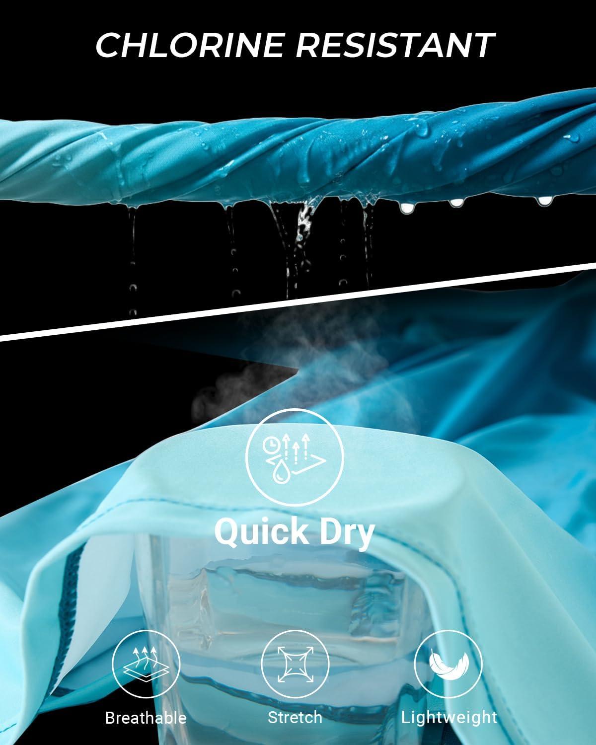 imageHolipick Women 2 Piece Rash Guard SwimsuitShort Sleeve Swim Shirt with Shorts Full Zipper SPF Modest SwimwearGreen Gradient