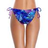 imageHolipick Bikini Bottoms for Women String Bathing Suit Bottom with Moderate Coverage Low Waist Swim BottomBlue Leaves