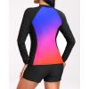 imageHolipick Long Sleeve Swimsuits for Women  3 Piece Rash Guard with Shorts Zipper SPF Swim Shirt with Built in BraColorful Gradient