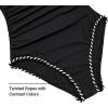 imageHolipick One Shoulder One Piece Swimsuit for Women Tummy Control Bathing Suits Modest Full Coverage Keyhole SwimwearRopesblack and White