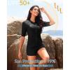 imageHolipick Women 2 Piece Rash Guard SwimsuitShort Sleeve Swim Shirt with Shorts Full Zipper SPF Modest SwimwearBlack