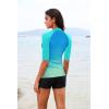 imageHolipick Women 2 Piece Rash Guard SwimsuitShort Sleeve Swim Shirt with Shorts Full Zipper SPF Modest SwimwearGradient Blue