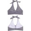 imageHolipick Women Halter Bikini Tops Push Up Bathing Suit Top V Neck Full Coverage Swimsuit Top OnlyBlack Stripe