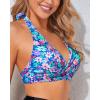 imageHolipick Women Halter Bikini Tops Push Up Bathing Suit Top V Neck Full Coverage Swimsuit Top OnlyBlue Floral