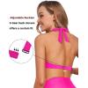 imageHolipick Women Halter Bikini Tops Push Up Bathing Suit Top V Neck Full Coverage Swimsuit Top OnlyHot Pink