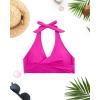 imageHolipick Women Halter Bikini Tops Push Up Bathing Suit Top V Neck Full Coverage Swimsuit Top OnlyHot Pink