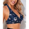 imageHolipick Women Halter Bikini Tops Push Up Bathing Suit Top V Neck Full Coverage Swimsuit Top OnlyNavy Floral