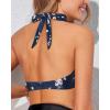 imageHolipick Women Halter Bikini Tops Push Up Bathing Suit Top V Neck Full Coverage Swimsuit Top OnlyNavy Floral