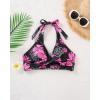 imageHolipick Women Halter Bikini Tops Push Up Bathing Suit Top V Neck Full Coverage Swimsuit Top OnlyPink Floral