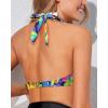 imageHolipick Women Halter Bikini Tops Push Up Bathing Suit Top V Neck Full Coverage Swimsuit Top OnlyTropical Floral