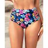 imageHolipick Women High Waisted Bikini Bottoms Tummy Control Swimsuit Bottoms Strappy Swim BottomBlue Colorful Flowers