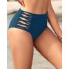 imageHolipick Women High Waisted Bikini Bottoms Tummy Control Swimsuit Bottoms Strappy Swim BottomInsignia Blue
