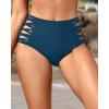 imageHolipick Women High Waisted Bikini Bottoms Tummy Control Swimsuit Bottoms Strappy Swim BottomInsignia Blue