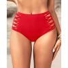 imageHolipick Women High Waisted Bikini Bottoms Tummy Control Swimsuit Bottoms Strappy Swim BottomRed