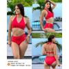 imageHolipick Women High Waisted Bikini Bottoms Tummy Control Swimsuit Bottoms Strappy Swim BottomRed