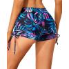 imageHolipick Women Swim Shorts Tummy Control Swim Bottoms Boyleg Swimsuits Shorts Bathing Suit Bikini BottomsBlue Leaf