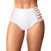 imageHolipick Women High Waisted Bikini Bottoms Tummy Control Swimsuit Bottoms Strappy Swim BottomWhite
