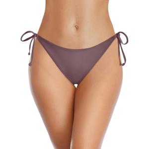 imageHolipick Bikini Bottoms for Women String Bathing Suit Bottom with Moderate Coverage Low Waist Swim BottomCoffee Brown