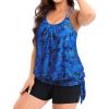 imageHolipick Women Plus Size Two Piece Tankini Swimsuit Tummy Control Bathing Suits Blouson Tankini Top with Boy ShortsBlue Paisley