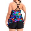 imageHolipick Women Plus Size Two Piece Tankini Swimsuit Tummy Control Bathing Suits Blouson Tankini Top with Boy ShortsColorful Leaves