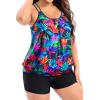 imageHolipick Women Plus Size Two Piece Tankini Swimsuit Tummy Control Bathing Suits Blouson Tankini Top with Boy ShortsColorful Leaves