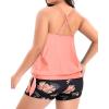 imageHolipick Women Plus Size Two Piece Tankini Swimsuit Tummy Control Bathing Suits Blouson Tankini Top with Boy ShortsCoral Pink Floral