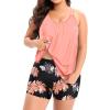 imageHolipick Women Plus Size Two Piece Tankini Swimsuit Tummy Control Bathing Suits Blouson Tankini Top with Boy ShortsCoral Pink Floral