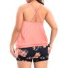 imageHolipick Women Plus Size Two Piece Tankini Swimsuit Tummy Control Bathing Suits Blouson Tankini Top with Boy ShortsCoral Pink Floral