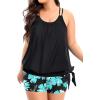 imageHolipick Women Plus Size Two Piece Tankini Swimsuit Tummy Control Bathing Suits Blouson Tankini Top with Boy ShortsGreen Flower
