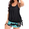 imageHolipick Women Plus Size Two Piece Tankini Swimsuit Tummy Control Bathing Suits Blouson Tankini Top with Boy ShortsGreen Flower