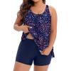 imageHolipick Women Plus Size Two Piece Tankini Swimsuit Tummy Control Bathing Suits Blouson Tankini Top with Boy ShortsStarry Sky Wide Straps