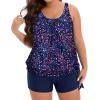 imageHolipick Women Plus Size Two Piece Tankini Swimsuit Tummy Control Bathing Suits Blouson Tankini Top with Boy ShortsStarry Sky Wide Straps