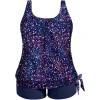 imageHolipick Women Plus Size Two Piece Tankini Swimsuit Tummy Control Bathing Suits Blouson Tankini Top with Boy ShortsStarry Sky Wide Straps