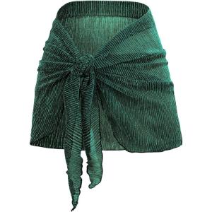 imageHolipick Shiny Sarong Coverups for Women Bathing Suit Wrap Skirt Swimsuit Beach Bikini Cover UpGreen