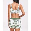 imageHolipick Long Sleeve Swimsuits for Women  3 Piece Rash Guard with Shorts Zipper SPF Swim Shirt with Built in BraGreen Palm Tree