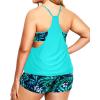 imageHolipick Plus Size Tankini Swimsuit for Women Two Piece Tummy Control Bathing Suit Blouson Tankini Top with ShortsAqua and Leaves
