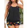 imageHolipick Plus Size Tankini Swimsuit for Women Two Piece Tummy Control Bathing Suit Blouson Tankini Top with ShortsBlack Dragon