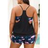 imageHolipick Plus Size Tankini Swimsuit for Women Two Piece Tummy Control Bathing Suit Blouson Tankini Top with ShortsBlack Flamingo