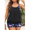 imageHolipick Plus Size Tankini Swimsuit for Women Two Piece Tummy Control Bathing Suit Blouson Tankini Top with ShortsBlack Flamingo