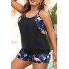 imageHolipick Plus Size Tankini Swimsuit for Women Two Piece Tummy Control Bathing Suit Blouson Tankini Top with ShortsBlack Flamingo