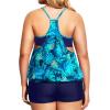 imageHolipick Plus Size Tankini Swimsuit for Women Two Piece Tummy Control Bathing Suit Blouson Tankini Top with ShortsBlue Leaves