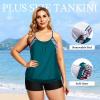 imageHolipick Plus Size Tankini Swimsuit for Women Two Piece Tummy Control Bathing Suit Blouson Tankini Top with ShortsGreen