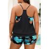imageHolipick Plus Size Tankini Swimsuit for Women Two Piece Tummy Control Bathing Suit Blouson Tankini Top with ShortsGreen Floral