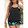 imageHolipick Plus Size Tankini Swimsuit for Women Two Piece Tummy Control Bathing Suit Blouson Tankini Top with ShortsGreen Floral