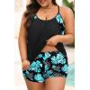 imageHolipick Plus Size Tankini Swimsuit for Women Two Piece Tummy Control Bathing Suit Blouson Tankini Top with ShortsGreen Floral